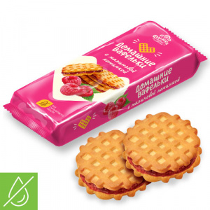 Печенье "Домашние вафельки" с малиновой начинкой 155г*15, цв.пл.