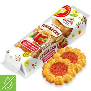 Печенье "Арабеска" с клубничным конфитюром 200г*28, цв.пл. Печенье "Арабеска" с клубничным конфитюром 200г*28, цв.пл.