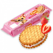 Крекер "Сэндвич Крем-де-Лис" крем клубника со сливками 145г*18, цв.пл.